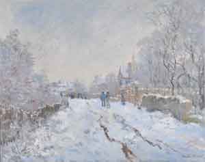 Claude Monet Sneeuw in Argenteuil Schilderij 1875 National Gallery Londen