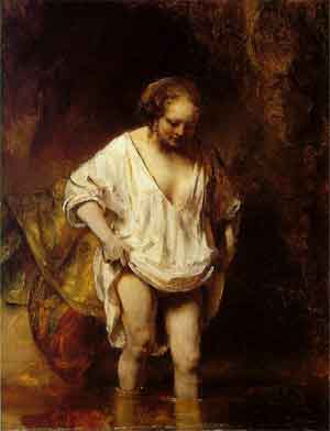 Rembrandt Badende vrouw Schilderij 1655 National Gallery Londen
