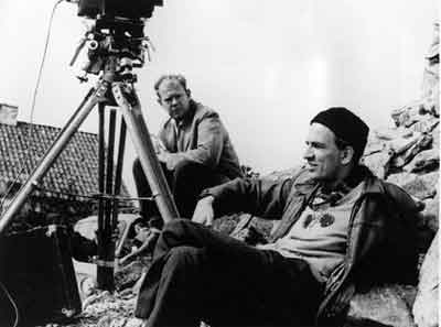 Zweedse Filmregisseur Ingmar Bergman en Cameraman Sven Nykvis
