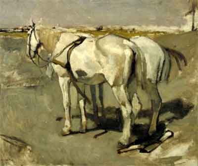 George Hendrik Breitner Twee paarden Schilderij uit 1896