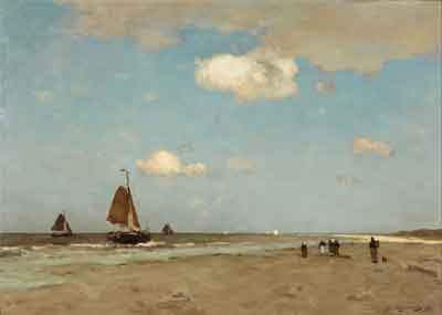 Jan Hendrik Weissenbruch Strandscene Schilderij uit 1887
